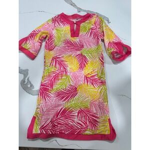 Cabanalite Girls‎ Pink Palm Leaf Print Swim Cover Up Dress Size 12